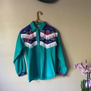 Retro western button up shirt- size medium - brand : sassa